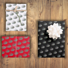 ミニマル色のハートブラック赤の白色パターン ラッピングペーパーシート