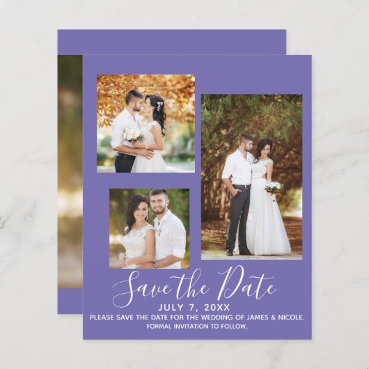 ミニマル色モダンの写真の日付の保存 (正面/裏面)