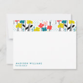 ミニマル花スタイリッシュトレンディーモダンノートカード ノートカード (正面)