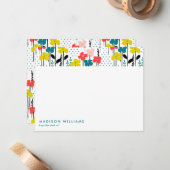 ミニマル花スタイリッシュトレンディーモダンノートカード ノートカード (正面/裏面インサイチュ)