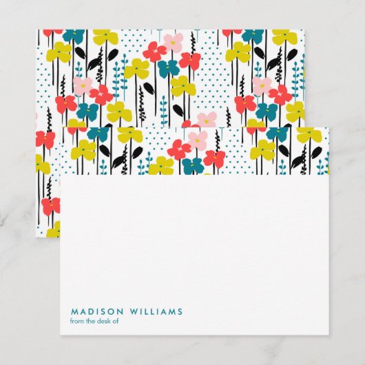 ミニマル花スタイリッシュトレンディーモダンノートカード ノートカード (正面/裏面)