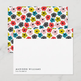 ミニマル花スタイリッシュトレンディーモダンノートカード ノートカード