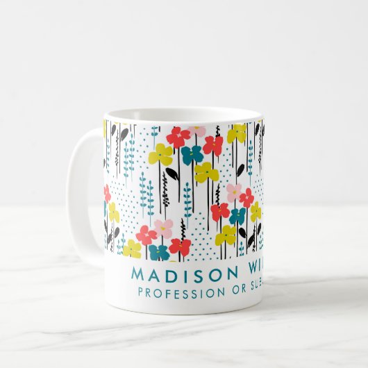 ミニマル花モダンコーヒーマグ コーヒーマグカップ (正面左)