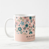 ミニマル花モダンコーヒーマグ コーヒーマグカップ (左)