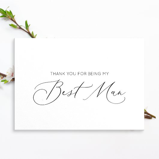 ミニマル花婿介添人折り畳みサンキューカード カード