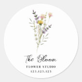 ミニマル花屋フラワーブーケラベル ラウンドシール (正面)