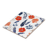 ミニマル花柄の水彩エレガント色 タイル (側面)