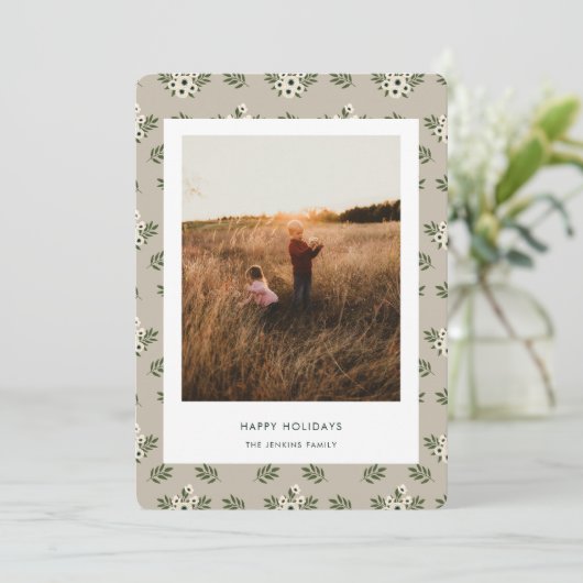 ミニマル花柄フレームクリスマスカード シーズンカード (スタンド正面)