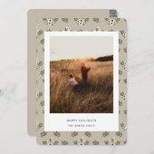 ミニマル花柄フレームクリスマスカード シーズンカード (正面/裏面)