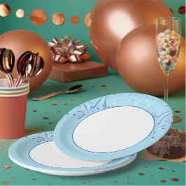 ミニマル花火でスカイブルーエッジデザイン ペーパープレート