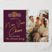 ミニマル花火の新年応援実在写真 箔シーズンカード (正面)