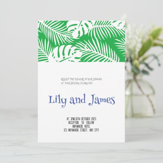 ミニマル花結婚式招待状 招待状 (スタンド正面)