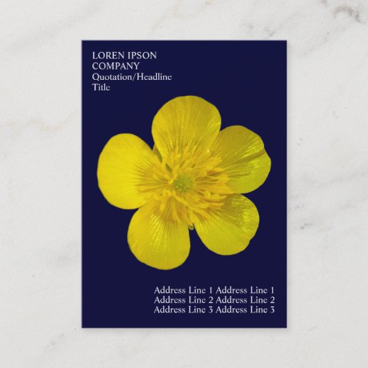 ミニマル花 – バターカップ – 深いネイビーブルー 名刺 (正面)