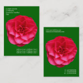 ミニマル花 – 赤いカメリア – 深い草グリーン 名刺 (正面/裏面)