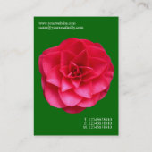 ミニマル花 – 赤いカメリア – 深い草グリーン 名刺 (裏面)