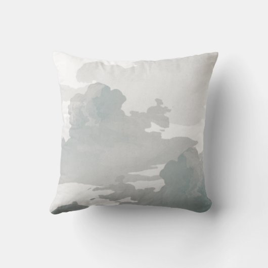 ミニマル芸術的抽象芸術雲 |グレーと白 クッション (裏面)