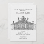 ミニマル華美主義の入門芸術の誕生日 招待状 (正面/裏面)