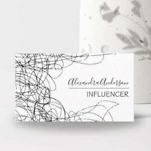 ミニマル落書き白黒プロフェッショナル 名刺