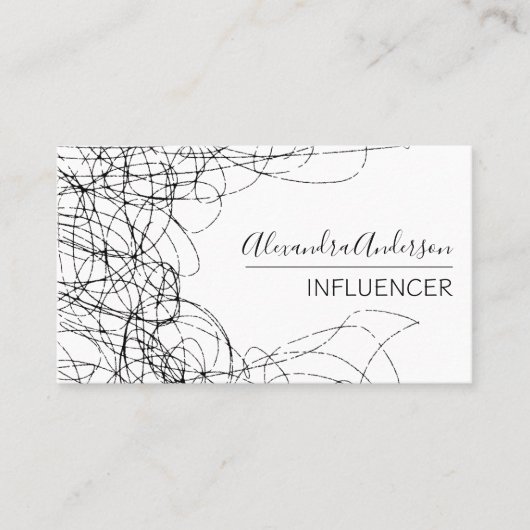 ミニマル落書き白黒プロフェッショナル 名刺 (正面)