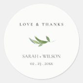 ミニマル葉の結婚緑の愛感謝していと ラウンドシール (正面)