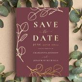 ミニマル葉スのスタイリッシュ金ゴールド結婚ズ 箔招待状ポストカード