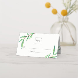 ミニマル葉スグリー結婚ズ プレイスカード