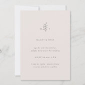 ミニマル葉スピンクブラック結婚式招待状 招待状 (正面)