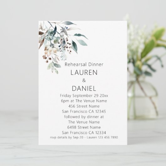 ミニマル葉ス結婚セージズのリハーサルディナー 招待状 (スタンド正面)
