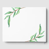 ミニマル葉ス緑色オンホワイト | 結婚s ゲストブック (裏面)