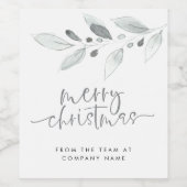 ミニマル葉パステルズ会社メリークリスマス ワインラベル (シングルラベル)