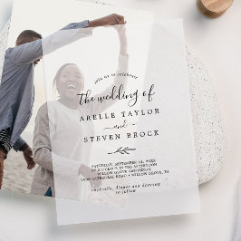 ミニマル葉ファンシーモダンシンプル植物学結婚院 ベラム紙招待状