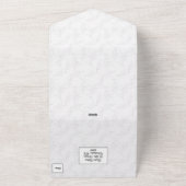 ミニマル葉ブラックフローラと花Whit オールインワン招待状 (外側)