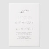 ミニマル葉伝統的シンプルの緑結婚色 ベラム紙招待状 (正面)