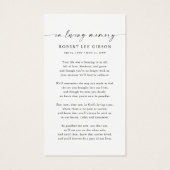 ミニマル葬儀記念祈りの言葉写真カード (裏面)