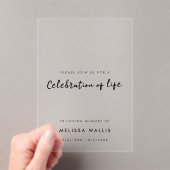 ミニマル葬儀 |生モダン命お祝い アクリル招待状 (インサイチュ (ポータブル))