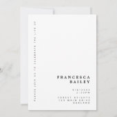 ミニマル葬儀 |生命のお祝いシンプル 招待状 (裏面)