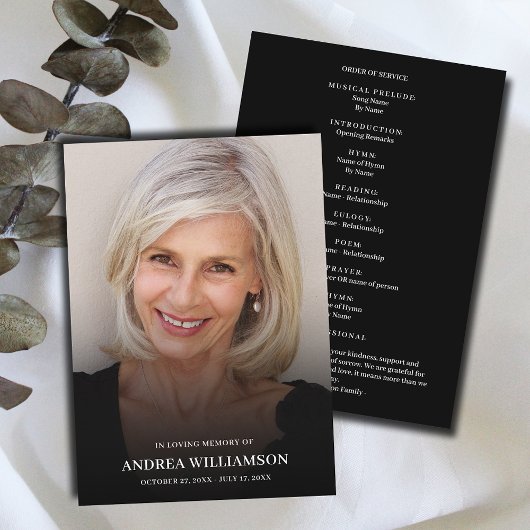 ミニマル葬式お祝いのライフ写真 プログラム