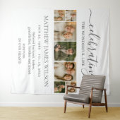 ミニマル葬式お祝いライフフォトコラージュ タペストリー (インサイチュ(横))