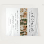 ミニマル葬式お祝いライフフォトコラージュ タペストリー (正面(横))