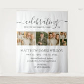 ミニマル葬式お祝いライフフォトコラージュ タペストリー (正面)