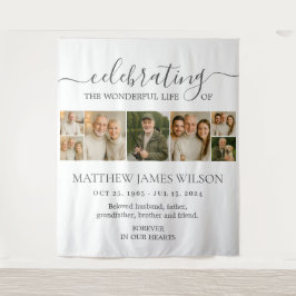 ミニマル葬式お祝いライフフォトコラージュ タペストリー