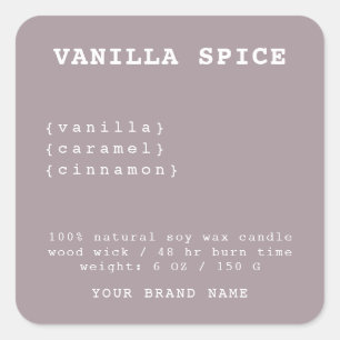 ミニマル薄紫ろうそくラベル スクエアシール