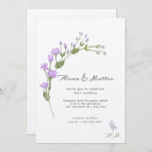 ミニマル薄紫フローラ結婚式招待状 招待状 (正面/裏面)
