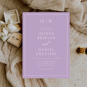 ミニマル薄紫モダンマウヴ書結婚道 招待状