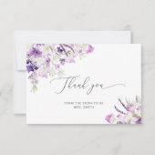 ミニマル薄紫ワイルドフラワーブライダルサンキューカード カード (正面)