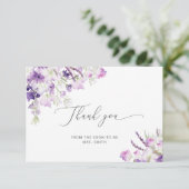ミニマル薄紫ワイルドフラワーブライダルサンキューカード カード (スタンド正面)