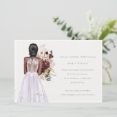 ミニマル薄紫結婚ズガウンブライダルシャワー招待状 サンキューカード (スタンド正面)