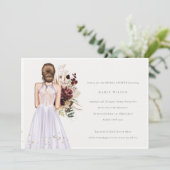 ミニマル薄紫結婚ズガウンブライダルシャワー招待状 サンキューカード (スタンド正面)