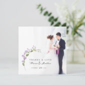 ミニマル薄紫結婚フローラ サンキューカード (スタンド正面)