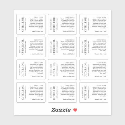 ミニマル表皮油5mlドロッパーボトルラベル シール (シート)